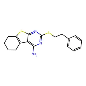 2-Phenethylsulfanyl-5,6,7,8-tetrahydrobenzo[4,5]thieno[2,3-d]pyrimidin-4-ylamine structure