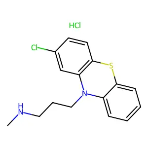 10H-Phenothiazine-10-propanamine, 2-chloro-N-methyl-, hydrochloride (1:1) structure