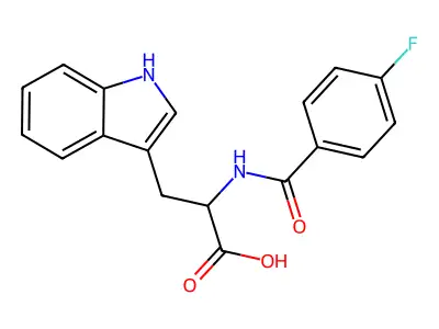 (2S)-2-[(4-fluorophenyl)formamido]-3-(1H-indol-3-yl)propanoic acid structure