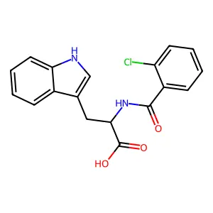 (2S)-2-[(2-chlorobenzoyl)amino]-3-(1H-indol-3-yl)propanoic acid structure