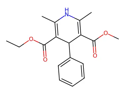 Ethyl methyl 2,6-dimethyl-4-phenyl-1,4-dihydropyridine-3,5-dicarboxylate structure