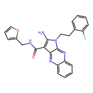 2-amino-1-(2-fluorophenethyl)-N-(furan-2-ylmethyl)-1H-pyrrolo[2,3-b]quinoxaline-3-carboxamide structure