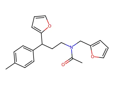 N-(furan-2-ylmethyl)-N-[3-(furan-2-yl)-3-(4-methylphenyl)propyl]acetamide structure