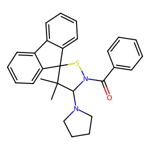(4,4-dimethyl-3-pyrrolidin-1-ylspiro[1,2-thiazolidine-5,9'-fluorene]-2-yl)-phenylmethanone structure