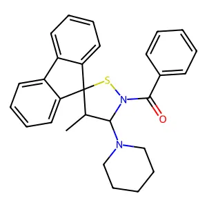 2'-Benzoyl-4'-methyl-3'-piperidin-1-ylspiro(fluorene-9,5'-isothiazolidine) structure