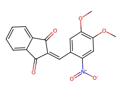 2-((4,5-Dimethoxy-2-nitrophenyl)methylene)indane-1,3-dione structure