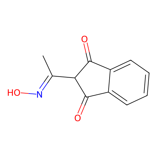 2-(N-hydroxy-C-methylcarbonimidoyl)indene-1,3-dione structure