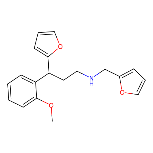3-(furan-2-yl)-N-(furan-2-ylmethyl)-3-(2-methoxyphenyl)propan-1-amine structure