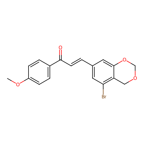 (E)-3-(5-bromo-4H-benzo[d][1,3]dioxin-7-yl)-1-(4-methoxyphenyl)prop-2-en-1-one structure