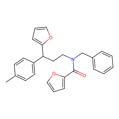 N-benzyl-N-[3-(furan-2-yl)-3-(4-methylphenyl)propyl]furan-2-carboxamide structure