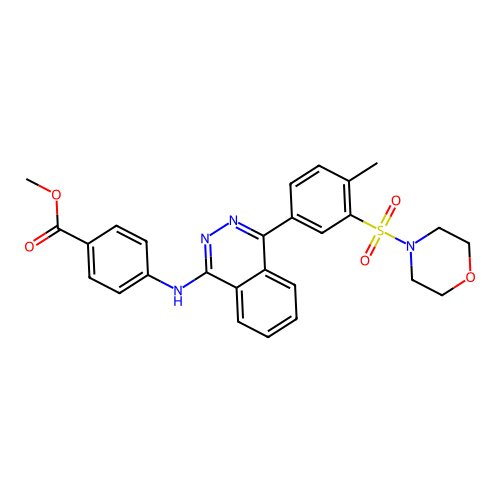 methyl 4-((4-(4-methyl-3-(morpholinosulfonyl)phenyl)phthalazin-1-yl)amino)benzoate structure
