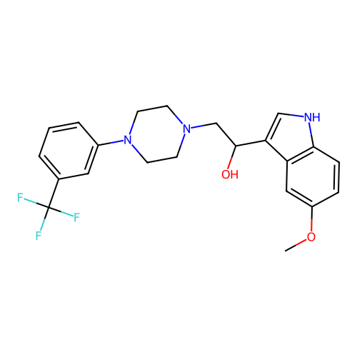1-(5-methoxy-1H-indol-3-yl)-2-[4-[3-(trifluoromethyl)phenyl]piperazin-1-yl]ethanol structure
