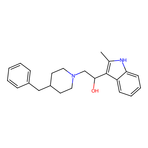 2-(4-benzylpiperidin-1-yl)-1-(2-methyl-1H-indol-3-yl)ethanol structure