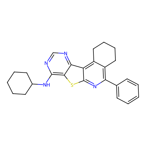 N-cyclohexyl-5-phenyl-1,2,3,4-tetrahydropyrimido[4',5':4,5]thieno[2,3-c]isoquinolin-8-amine structure