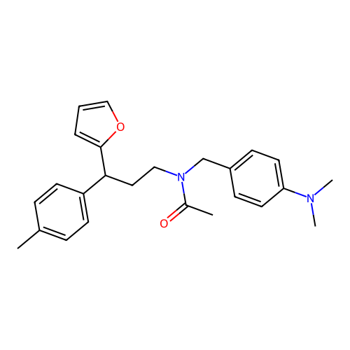 N-(4-(dimethylamino)benzyl)-N-(3-(furan-2-yl)-3-(p-tolyl)propyl)acetamide structure