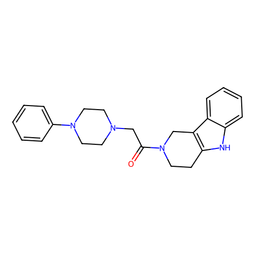 1-(3,4-dihydro-1H-pyrido[4,3-b]indol-2(5H)-yl)-2-(4-phenylpiperazin-1-yl)ethanone structure