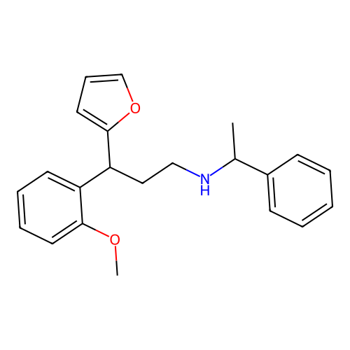 3-(furan-2-yl)-3-(2-methoxyphenyl)-N-(1-phenylethyl)propan-1-amine structure