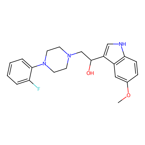 2-[4-(2-fluorophenyl)piperazin-1-yl]-1-(5-methoxy-1H-indol-3-yl)ethanol structure