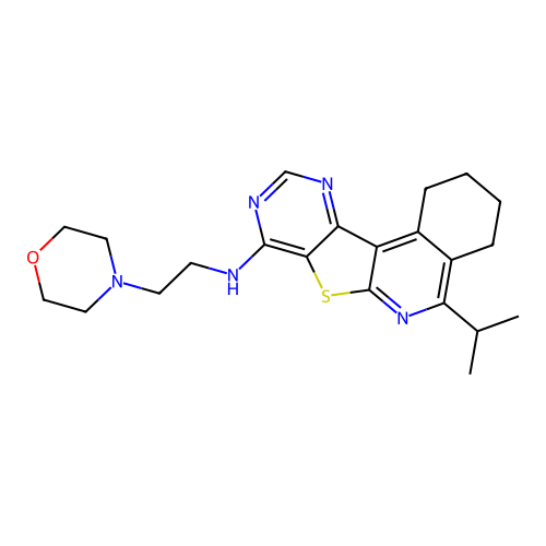 5-isopropyl-N-(2-morpholinoethyl)-1,2,3,4-tetrahydropyrimido[4',5':4,5]thieno[2,3-c]isoquinolin-8-amine structure