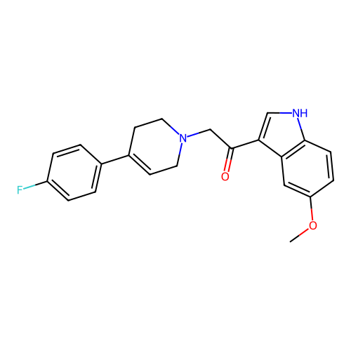2-[4-(4-fluorophenyl)-3,6-dihydro-2H-pyridin-1-yl]-1-(5-methoxy-1H-indol-3-yl)ethanone structure