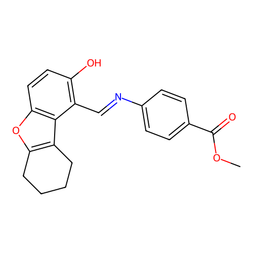 methyl 4-[(2-oxo-6,7,8,9-tetrahydrodibenzofuran-1-ylidene)methylamino]benzoate structure