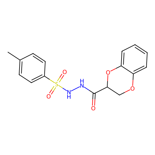 N'-[(4-methylphenyl)sulfonyl]-2,3-dihydro-1,4-benzodioxine-2-carbohydrazide structure