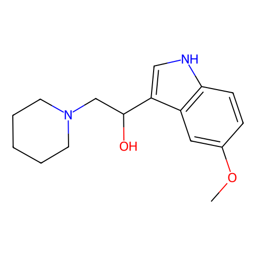 1-(5-methoxy-1H-indol-3-yl)-2-(piperidin-1-yl)ethanol structure