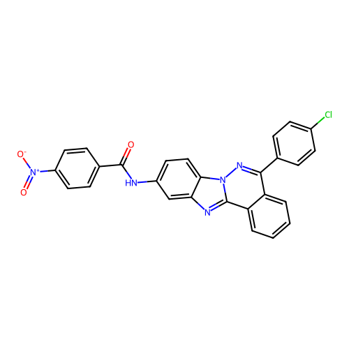 N-[5-(4-chlorophenyl)benzimidazo[2,1-a]phthalazin-10-yl]-4-nitrobenzamide structure