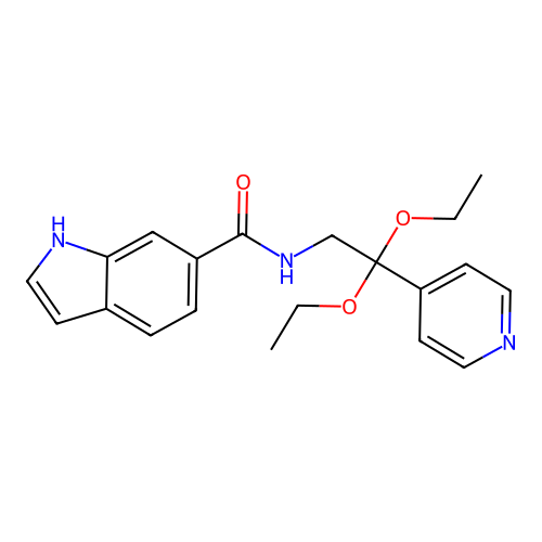 N-(2,2-diethoxy-2-pyridin-4-ylethyl)-1H-indole-6-carboxamide structure