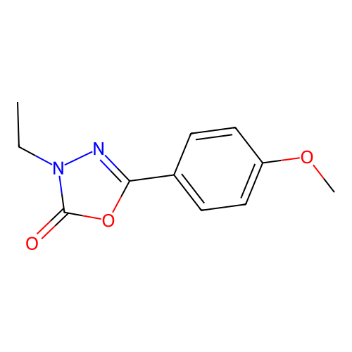 2-p-Methoxyphenyl-4-ethyl-oxadiazol-1,3,4-one-5 structure