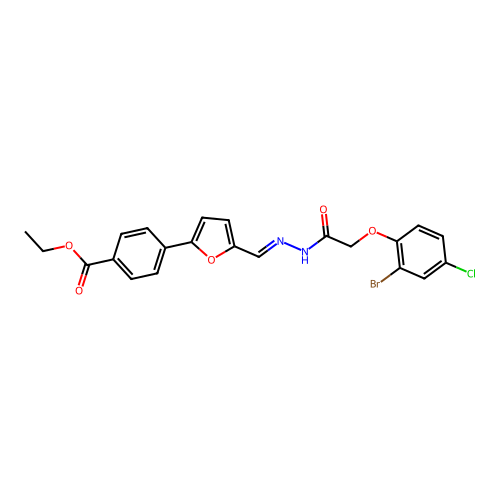 ethyl 4-{5-[(E)-{2-[(2-bromo-4-chlorophenoxy)acetyl]hydrazinylidene}methyl]furan-2-yl}benzoate structure