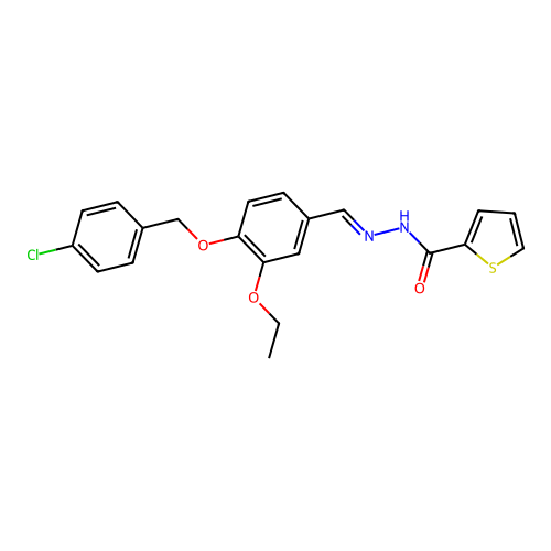 (E)-N'-(4-((4-chlorobenzyl)oxy)-3-ethoxybenzylidene)thiophene-2-carbohydrazide structure