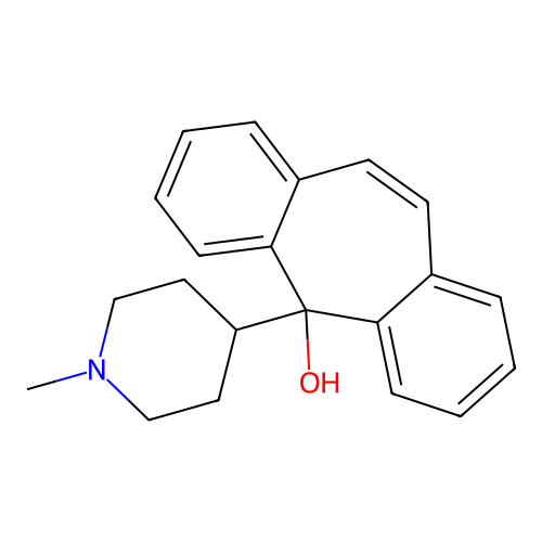 5-(1-methylpiperidin-4-yl)-5H-dibenzo(a,d)(7)annulen-5-ol structure