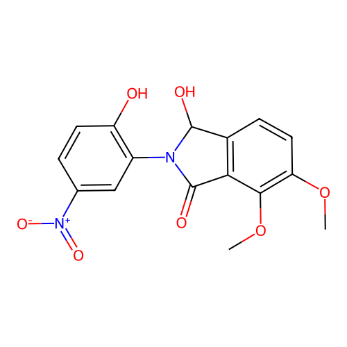 3-hydroxy-2-(2-hydroxy-5-nitro-phenyl)-6,7-dimethoxy-3H-isoindol-1-one structure