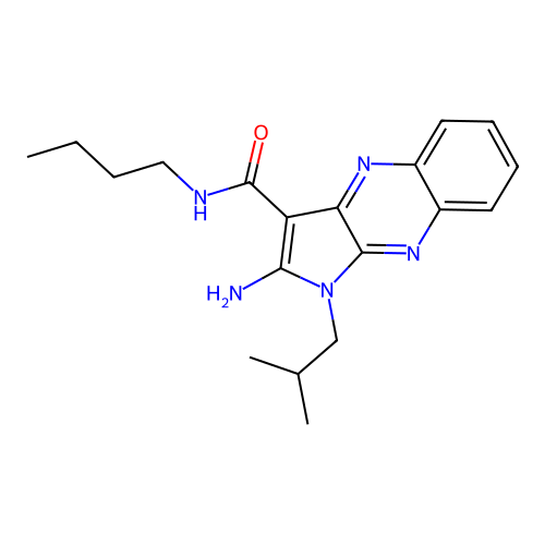 2-amino-N-butyl-1-(2-methylpropyl)-1H-pyrrolo[2,3-b]quinoxaline-3-carboxamide structure