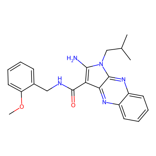 2-amino-1-isobutyl-N-(2-methoxybenzyl)-1H-pyrrolo[2,3-b]quinoxaline-3-carboxamide structure