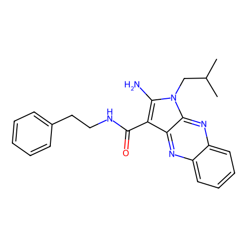 2-amino-1-isobutyl-N-phenethyl-1H-pyrrolo[2,3-b]quinoxaline-3-carboxamide structure