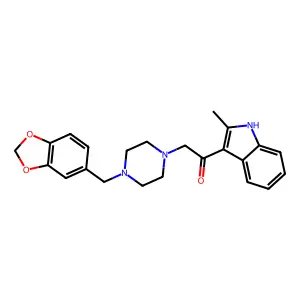 2-[4-(1,3-benzodioxol-5-ylmethyl)piperazin-1-yl]-1-(2-methyl-1H-indol-3-yl)ethanone structure