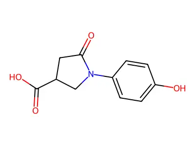 (3R)-1-(4-hydroxyphenyl)-5-oxopyrrolidine-3-carboxylic acid structure