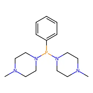 1,1'-(Phenylphosphanediyl)bis(4-methylpiperazine) structure