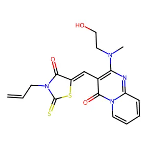 2-[(2-hydroxyethyl)(methyl)amino]-3-{(Z)-[4-oxo-3-(prop-2-en-1-yl)-2-thioxo-1,3-thiazolidin-5-ylidene]methyl}-4H-pyrido[1,2-a]pyrimidin-4-one structure