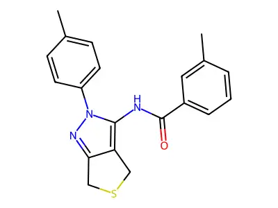 3-methyl-N-(2-(p-tolyl)-4,6-dihydro-2H-thieno[3,4-c]pyrazol-3-yl)benzamide structure