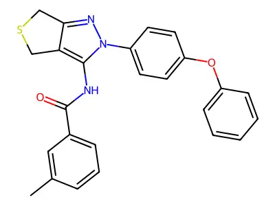 3-methyl-N-[2-(4-phenoxyphenyl)-2H,4H,6H-thieno[3,4-c]pyrazol-3-yl]benzamide structure