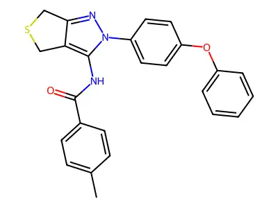 4-methyl-N-[2-(4-phenoxyphenyl)-2H,4H,6H-thieno[3,4-c]pyrazol-3-yl]benzamide structure