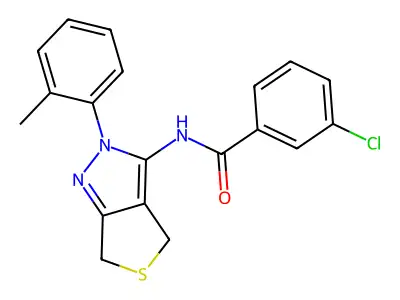 3-chloro-N-(2-(o-tolyl)-4,6-dihydro-2H-thieno[3,4-c]pyrazol-3-yl)benzamide structure