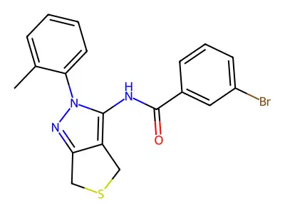3-bromo-N-(2-(o-tolyl)-4,6-dihydro-2H-thieno[3,4-c]pyrazol-3-yl)benzamide structure