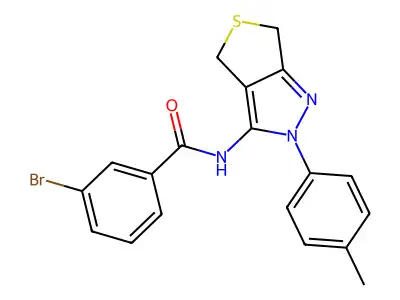 3-bromo-N-(2-(p-tolyl)-4,6-dihydro-2H-thieno[3,4-c]pyrazol-3-yl)benzamide structure