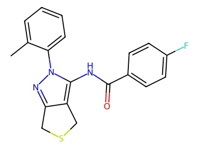 4-fluoro-N-(2-(o-tolyl)-4,6-dihydro-2H-thieno[3,4-c]pyrazol-3-yl)benzamide structure