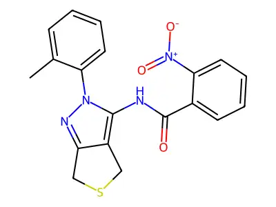 N-[2-(2-methylphenyl)-4,6-dihydrothieno[3,4-c]pyrazol-3-yl]-2-nitrobenzamide structure