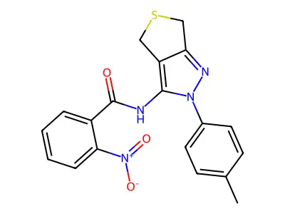2-nitro-N-(2-(p-tolyl)-4,6-dihydro-2H-thieno[3,4-c]pyrazol-3-yl)benzamide structure